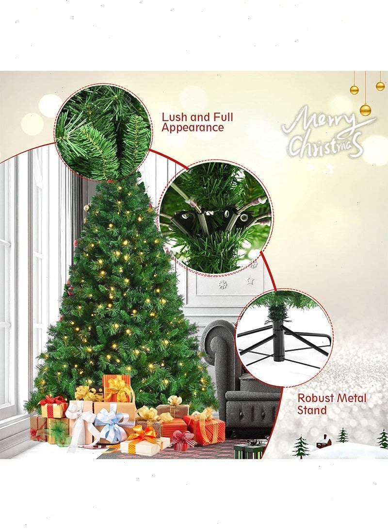 يواوليتي شجرة عيد الميلاد، شجرة عيد الميلاد الاصطناعية الفاخرة بطول 6.8 قدم مع 10 أمتار من الأضواء المتسلسلة، 1200 فرع اصطناعي لشجرة عيد الميلاد للمنزل والمكتب وديكور الحفلات (210 سم) - Image 4