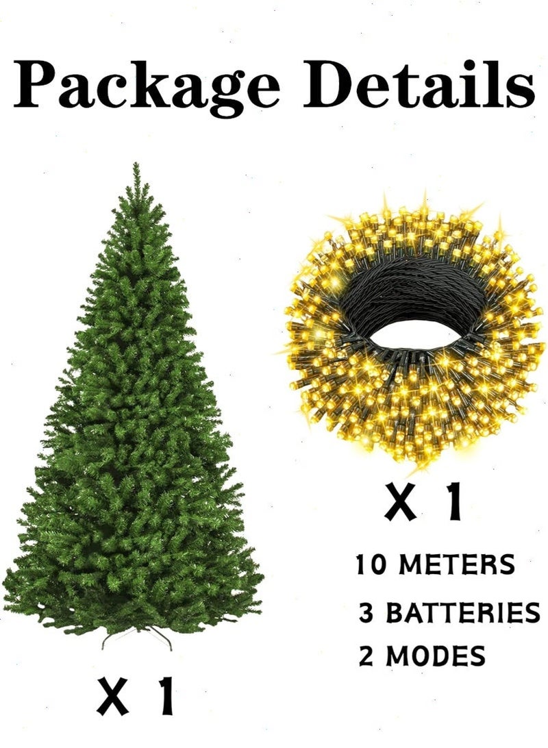 يواوليتي شجرة عيد الميلاد، شجرة عيد الميلاد الاصطناعية الفاخرة بطول 6.8 قدم مع 10 أمتار من الأضواء المتسلسلة، 1200 فرع اصطناعي لشجرة عيد الميلاد للمنزل والمكتب وديكور الحفلات (210 سم) - Image 2