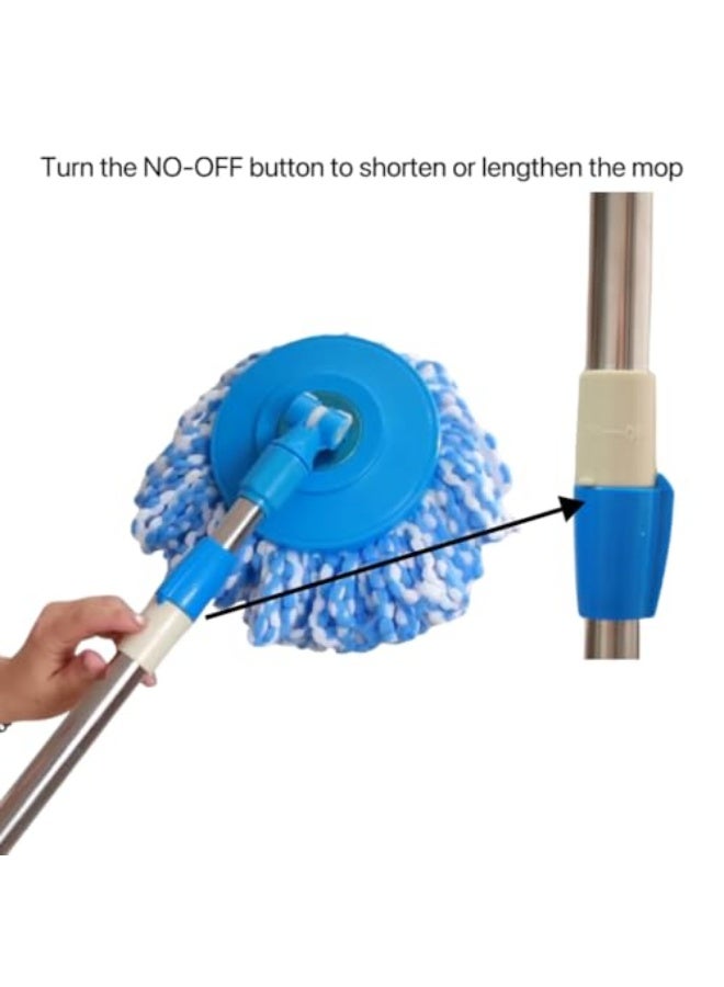 عصا استبدال ممسحة دوارة 360 درجة، عصا استبدال قابلة للتلسكوب أداة تنظيف ملحقات نسخة معززة سميكة زرقاء، عصا ممسحة بديلة - Image 5