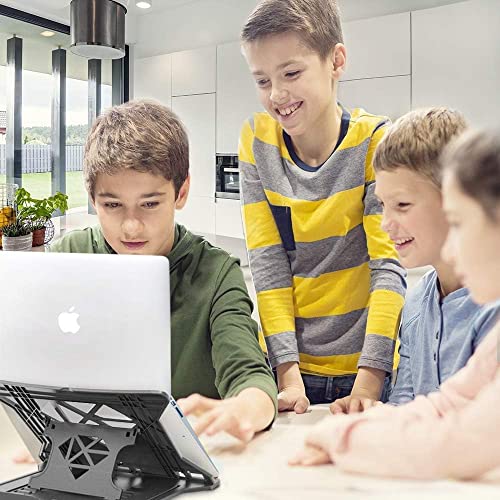 JD FRESH Adjustable Laptop Stand with Mobile Holder/7 Adjustable Height Slots/Anti-Slip Base/Striff Stand for Table/Laptop & Mobile Holder for Desk/Computer Stand/Office Desk Accessories (Black) - Image 4