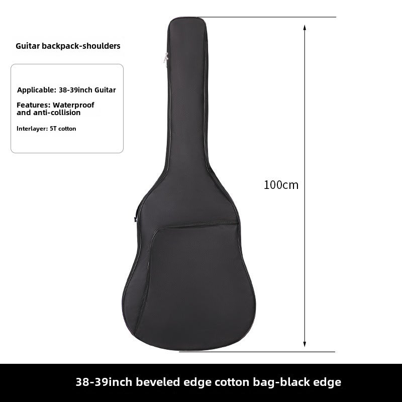 Generic Padded Guitar Backpack for Electric Guitar Bass 38-inch -39-inch beveled cotton bag [All Black]] 