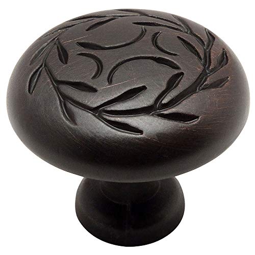 Cosmas 25 Pack 464ORB Oil Rubbed Bronze Leaf Cabinet Hardware Round Knob - 1-1/4" Inch Diameter - Image 4