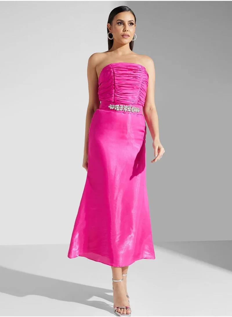 Akadia Fashion Ruched Bodice Gown Dress