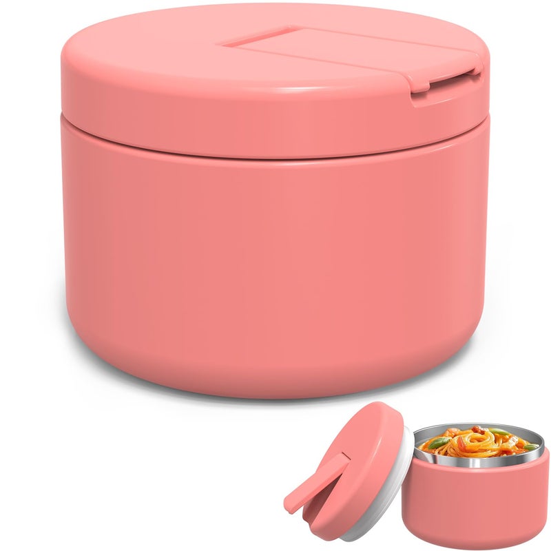 LOHASOK 12oz Kids Soup Thermo for Hot Food Insulated Vacuum Food Jar with Buckle Lid Stainless Steel Wide Mouth Leak Proof Lunch Container for School TravelPink
