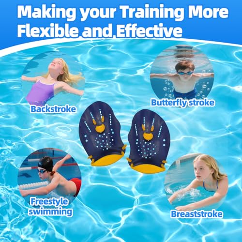 UCEDER Swim Paddles Hand ,Swim Training Hand Paddles with Adjustable Elastic Straps for Lap Swimming,Improve Speed, Form & Strength for Beginners & Skilled Swimmers - Image 5