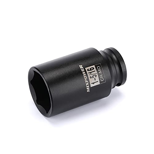 MIXPOWER 1/2" Drive Deep Impact Socket, CR-MO, 1-5/16", 6 Point, Axle Nut Impact Grade Socket for Easy Removal - Image 1