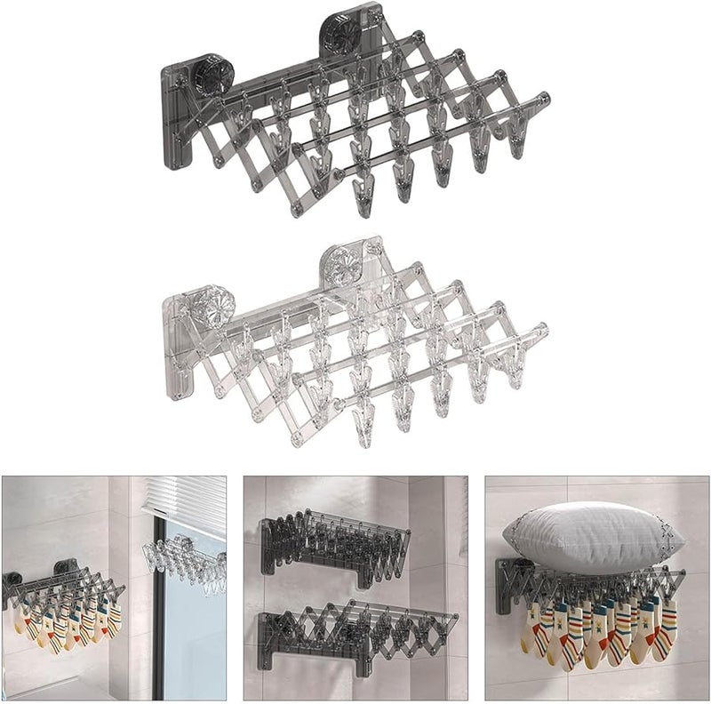 Clear Foldable Suction Cup Sock Rack Space Saving Drying Organizer For Bathroom Balcony Laundry Room - Image 3