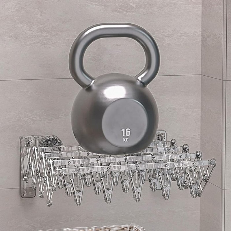 Clear Foldable Suction Cup Sock Rack Space Saving Drying Organizer For Bathroom Balcony Laundry Room - Image 4