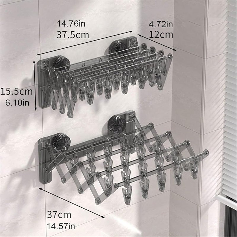 Clear Foldable Suction Cup Sock Rack Space Saving Drying Organizer For Bathroom Balcony Laundry Room - Image 5