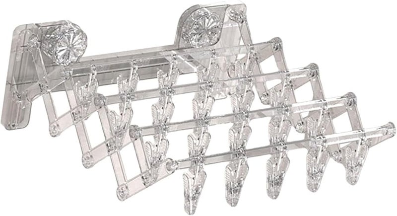 Clear Foldable Suction Cup Sock Rack Space Saving Drying Organizer For Bathroom Balcony Laundry Room - Image 2