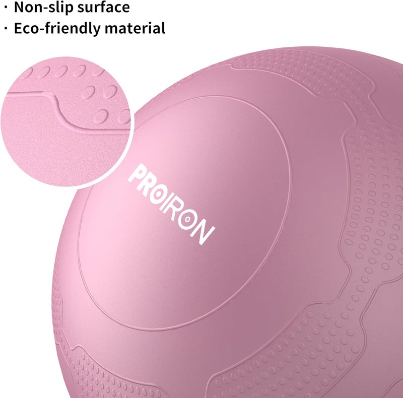 Cyber Exercise Ball Anti-Burst Yoga Ball Chair with Quick Pump Slip Resistant Gym Ball Supports 500KG Balance Ball for Pilates Yoga Birthing Pregnancy Stability Gym Workout Training, 65cm -Pink with poses - Image 2