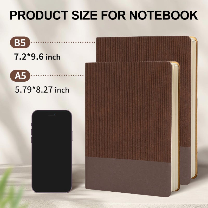 TSFPapier Lined Journal Notebook for Work College Ruled Note Book 5.79"x8.27" A5 PU Leather Daily Journaling 216 Pages for Women Men Writing Home School Supplies Business (Coffee) - Image 3