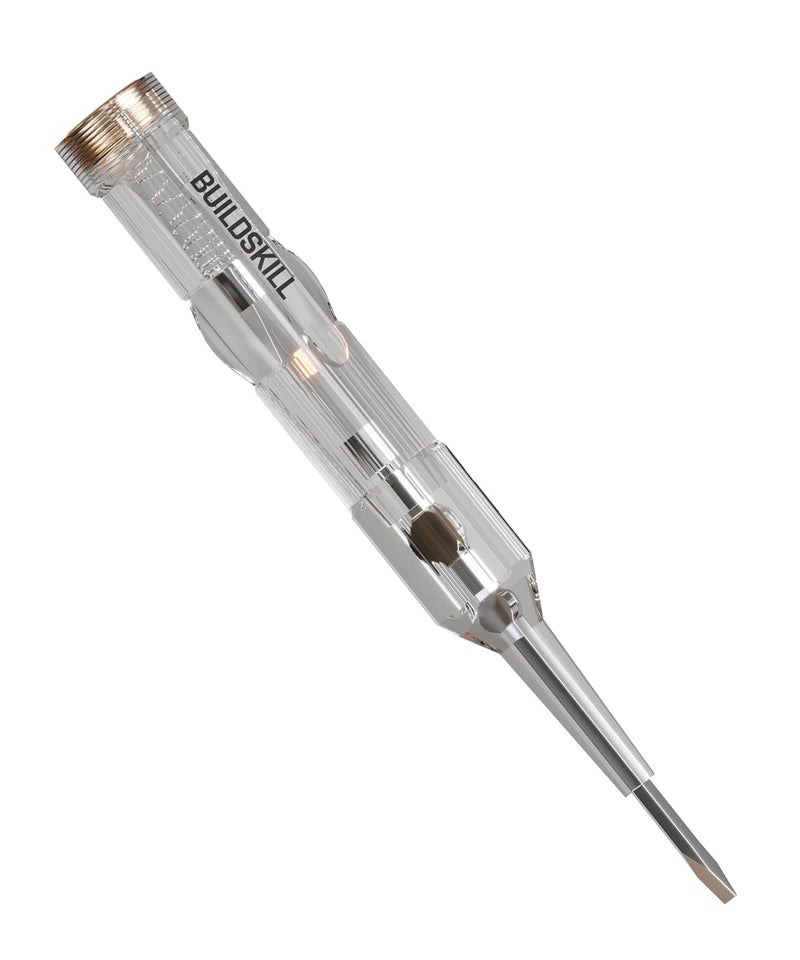 BUILDSKILL Electric Tester Screwdriver, Transparent Ergonomic Design, Durable Pocket Clip Screw Driver, Improved Cap Design, Line Tester - Tester Electrical for Industrial & Domestic Use (Pack of 1) - Image 1