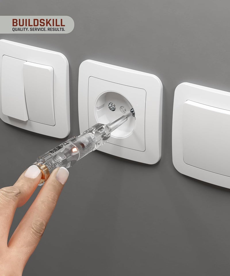 BUILDSKILL Electric Tester Screwdriver, Transparent Ergonomic Design, Durable Pocket Clip Screw Driver, Improved Cap Design, Line Tester - Tester Electrical for Industrial & Domestic Use (Pack of 1) - Image 4