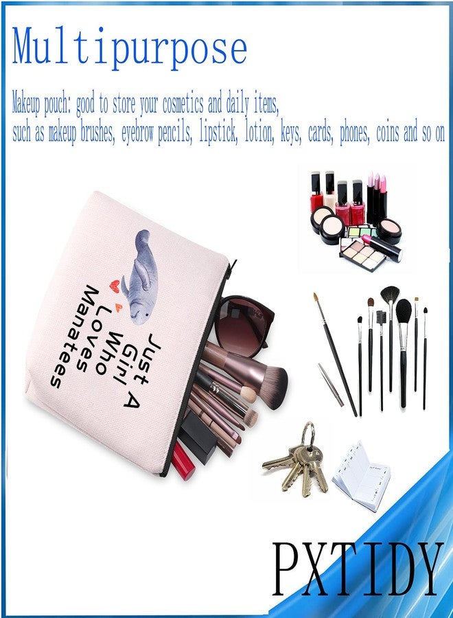 PXTIDY Manatee Cosmetic Bag Manatee Present Sea Cow Gift Just A Who Loves Manatees Makeup Zipper Pouch Ocean Animal Manatee Gift for Ma-rine Animal Lovers (Beige) - Image 4