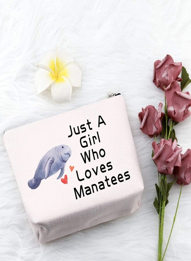 PXTIDY Manatee Cosmetic Bag Manatee Present Sea Cow Gift Just A Who Loves Manatees Makeup Zipper Pouch Ocean Animal Manatee Gift for Ma-rine Animal Lovers (Beige) - Image 3