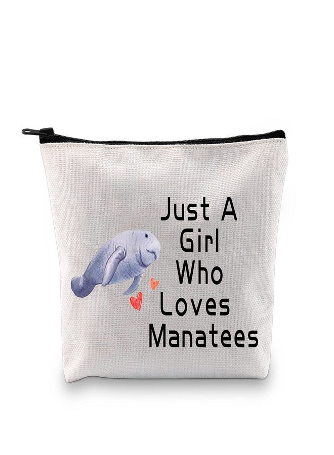 PXTIDY Manatee Cosmetic Bag Manatee Present Sea Cow Gift Just A Who Loves Manatees Makeup Zipper Pouch Ocean Animal Manatee Gift for Ma-rine Animal Lovers (Beige) - Image 1