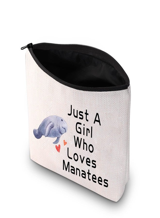 PXTIDY Manatee Cosmetic Bag Manatee Present Sea Cow Gift Just A Who Loves Manatees Makeup Zipper Pouch Ocean Animal Manatee Gift for Ma-rine Animal Lovers (Beige) - Image 2