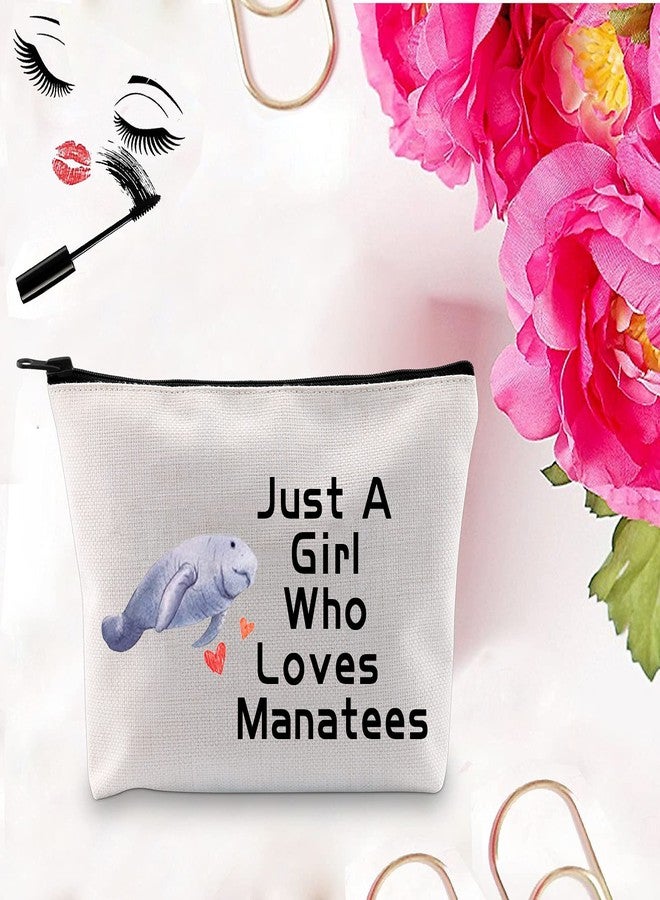 PXTIDY Manatee Cosmetic Bag Manatee Present Sea Cow Gift Just A Who Loves Manatees Makeup Zipper Pouch Ocean Animal Manatee Gift for Ma-rine Animal Lovers (Beige) - Image 5