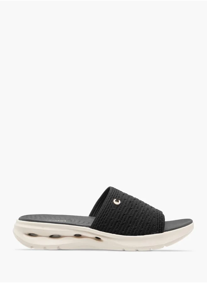 Le Confort Womens Textured Slide Sandals With Slip-On Closure