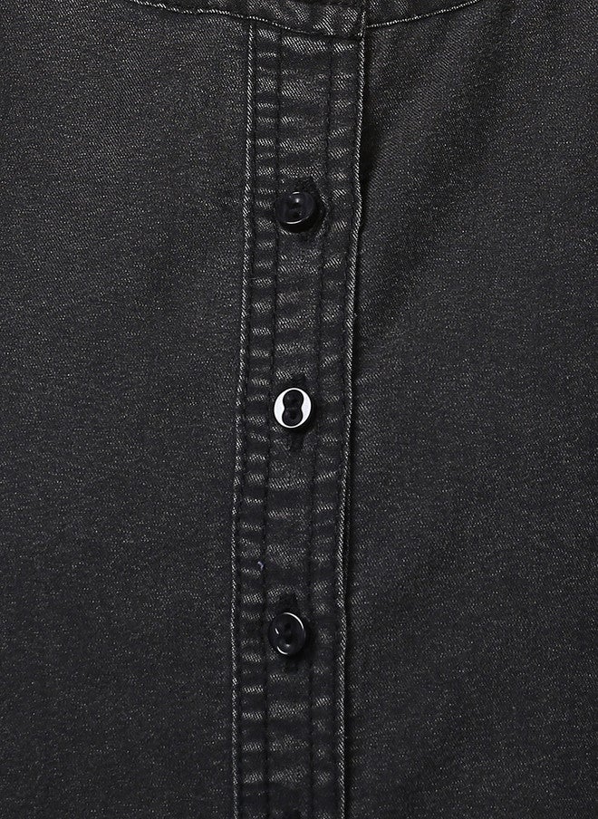 StyleStone Women Black Solid A-Line Denim Dress - Image 2