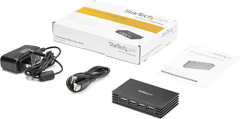 StarTechcom 4 Port Compact Black USB 20 Hub  Buspowered or with Included Power Adapter  Portable MacPC laptop hub TAA ST4202USB - Image 5