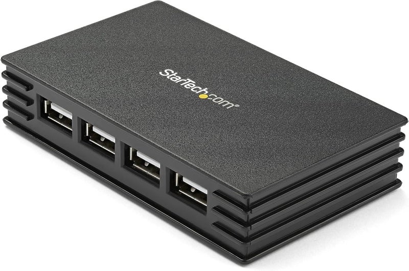 StarTechcom 4 Port Compact Black USB 20 Hub  Buspowered or with Included Power Adapter  Portable MacPC laptop hub TAA ST4202USB - Image 1