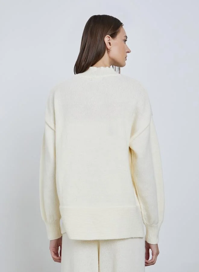 ستايلي سويتر محبوك بحياكة كابل بقصة عادية