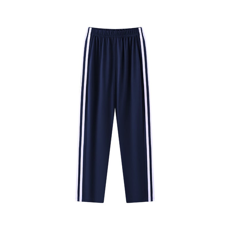 Girls' Red Pants Boys' Sports Pants Children'S Trousers Primary School Uniform Pants Two Bars Dark Blue - Image 1