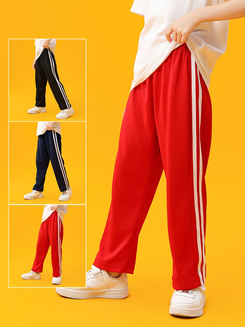 Girls' Red Pants Boys' Sports Pants Children'S Trousers Primary School Uniform Pants Two Bars Dark Blue - Image 3