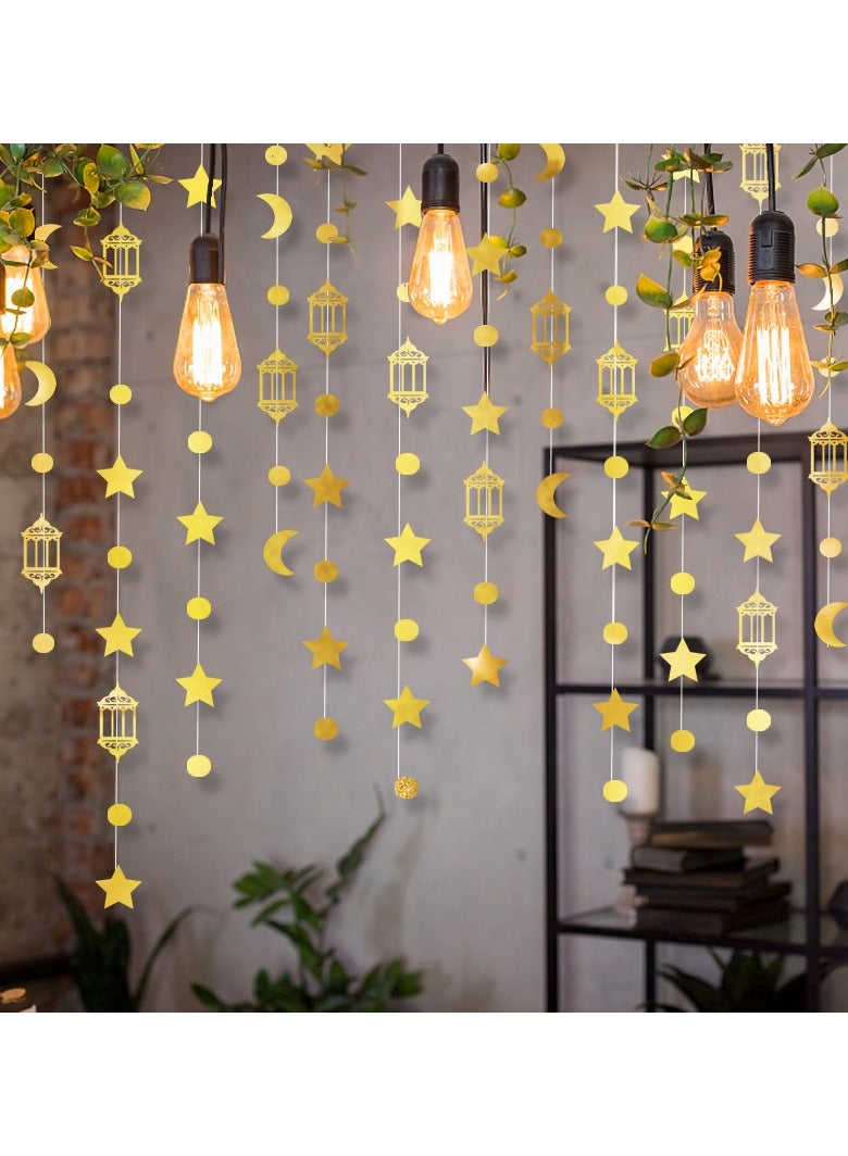 VUCATIN لافتة ديكور عيد رمضان بطول 13.12 قدم، لافتة حفلات رمضان المبارك، خلفية فانوس قمري لامع، ديكورات حائط معلقة للمنزل وحفلات الزفاف وأعياد الميلاد والحفلات الإسلامية - Image 3