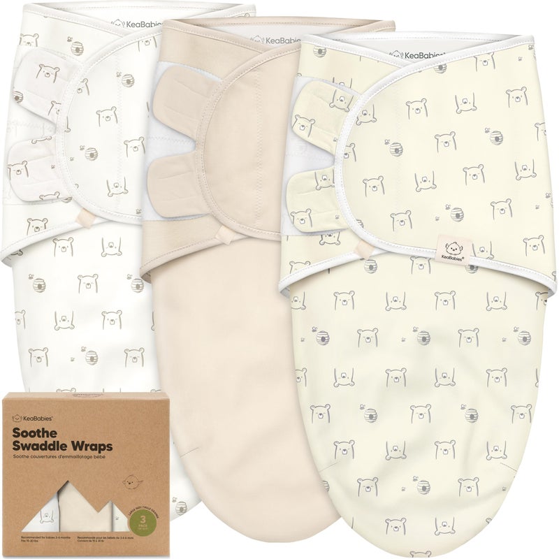 KeaBabies 3Pack Organic Baby Swaddle Sleep Sacks Swaddles for Newborns Infant 36 Months Baby Girls Boys Soft Snug Newborn Sleep Sack Nursery Swaddling Blankets Bumble Bear L - Image 2