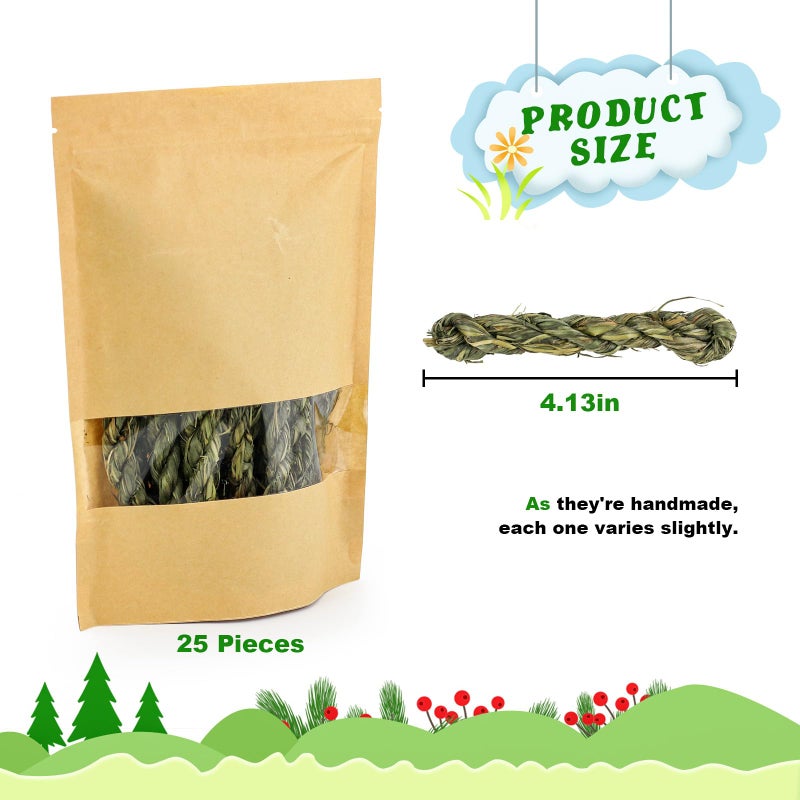 matafat 25pcs Rabbit Timothy Hay Toy for Bunny Small Animal Treats Natural Grass Stick Chew Toys Snacks Molar Teeth Grinding for Guinea Pigs Chinchillas Hamsters - Image 2