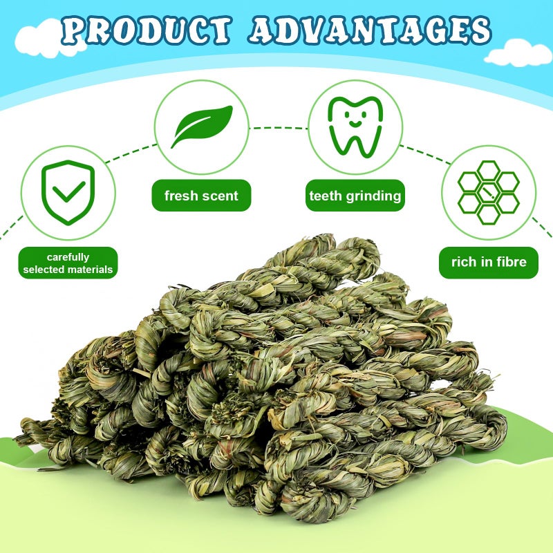 matafat 25pcs Rabbit Timothy Hay Toy for Bunny Small Animal Treats Natural Grass Stick Chew Toys Snacks Molar Teeth Grinding for Guinea Pigs Chinchillas Hamsters - Image 3