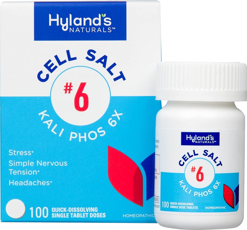 Hyland's No. 6 Cell Salt Kali Phos 6X Tablets, Relief of Headaches, and Simple Nervous Tension, Quick Dissolving Tablets, 100 Count