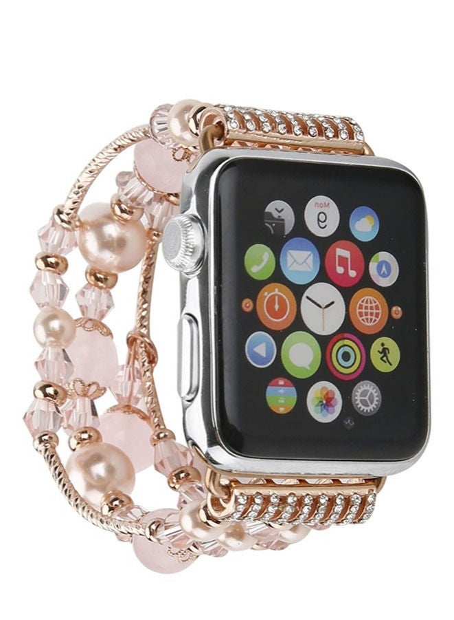 سوار من العقيق اللؤلؤي لساعة Apple Watch 38/40 / 41mm من الذهب الوردي - Image 3