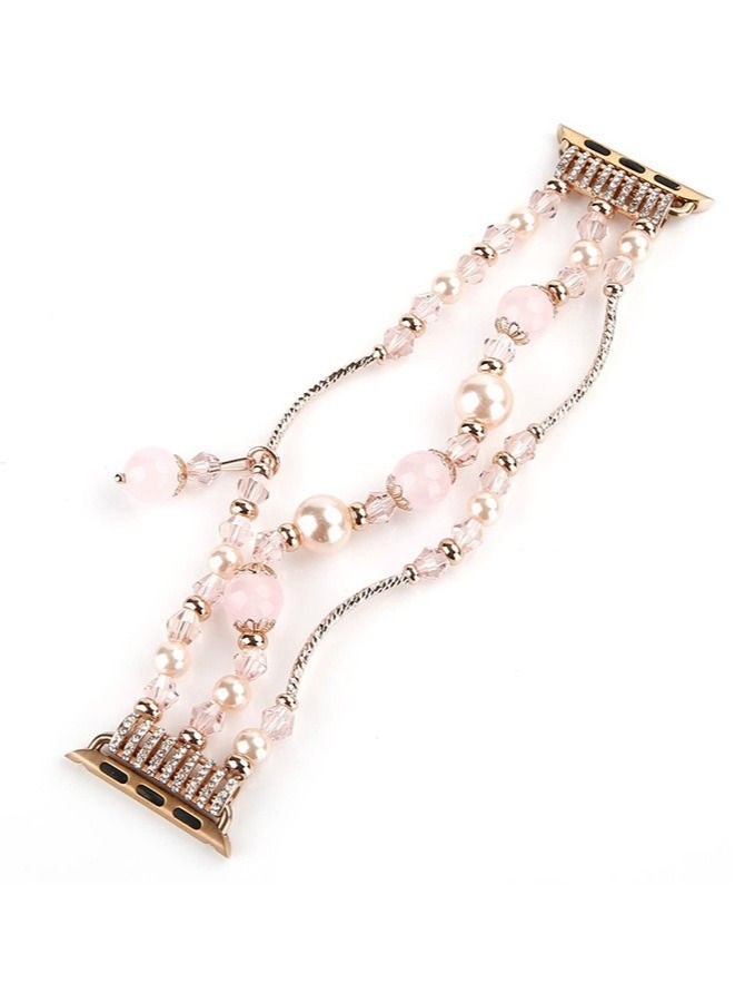 سوار من العقيق اللؤلؤي لساعة Apple Watch 38/40 / 41mm من الذهب الوردي - Image 4