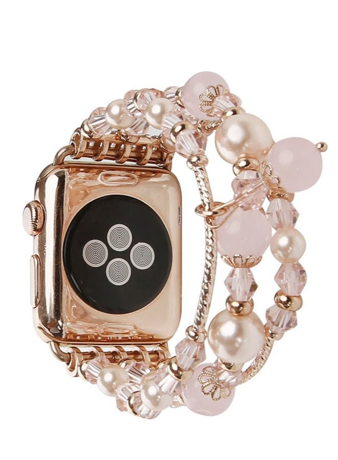 سوار من العقيق اللؤلؤي لساعة Apple Watch 38/40 / 41mm من الذهب الوردي - Image 2