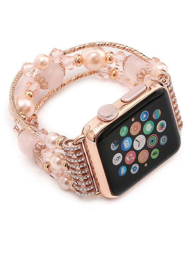 سوار من العقيق اللؤلؤي لساعة Apple Watch 38/40 / 41mm من الذهب الوردي - Image 1