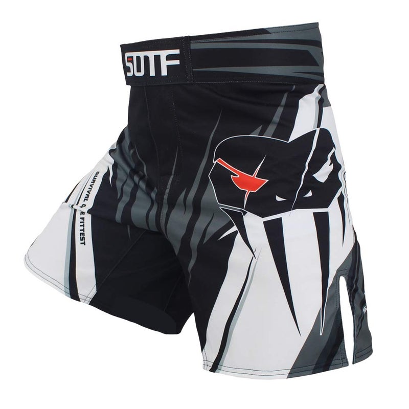 SOTF MMA Boxing Shorts Men Fight Shorts Men BJJ No Gi Shorts Gray Medium Waist 31533 inch - Image 2