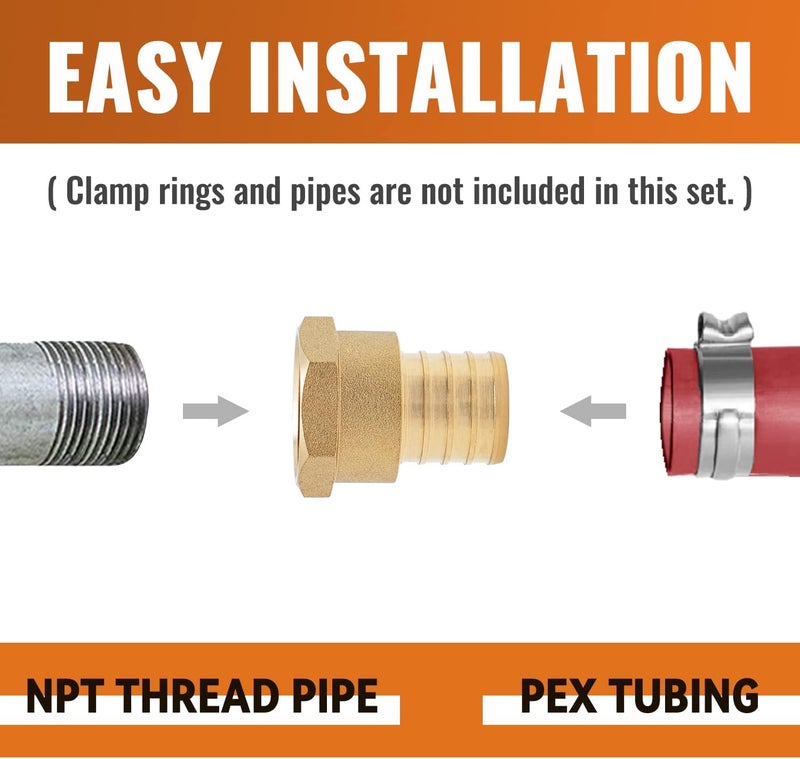 SUNGATOR 6-Pack PEX 1" x 3/4" NPT Female Threaded Adapter Crimp Fitting, No Lead Brass - Image 5