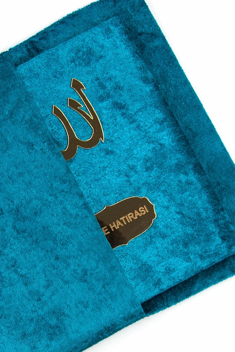 İhvan Ikhvan Name-Made Velvet Covered Yasin Book Set with Purse and Rosary Oil