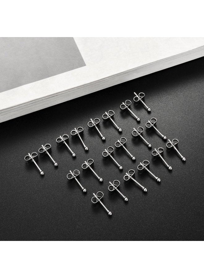 Tornito 20 Pairs 20G 2mm Tiny Stud Earrings 316L Stainless Steel Small CZ Ball Earring Set For Men Women - Image 4