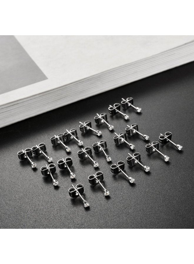 Tornito 20 Pairs 20G 2mm Tiny Stud Earrings 316L Stainless Steel Small CZ Ball Earring Set For Men Women - Image 5
