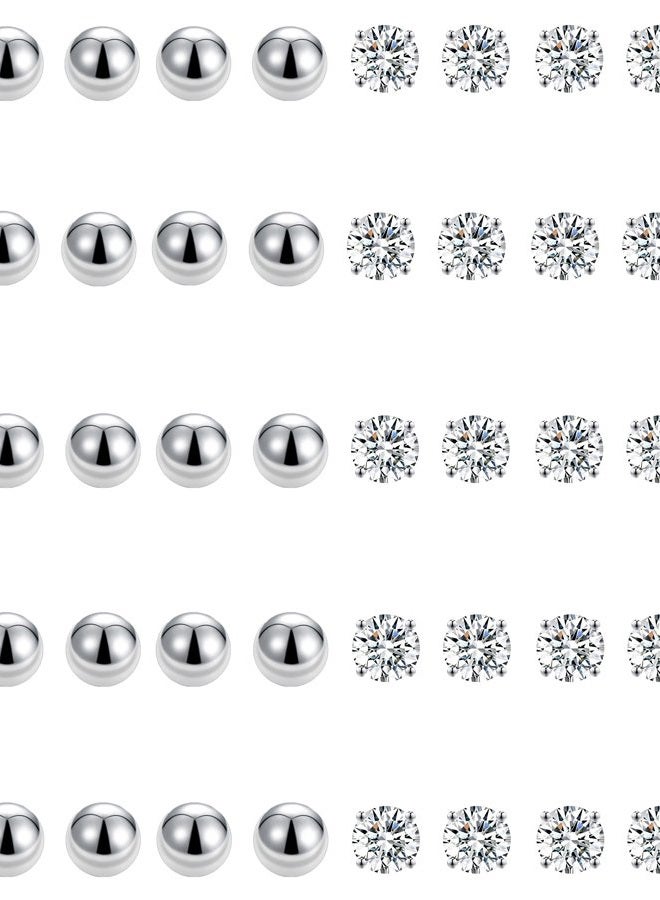 Tornito 20 Pairs 20G 2mm Tiny Stud Earrings 316L Stainless Steel Small CZ Ball Earring Set For Men Women - Image 3
