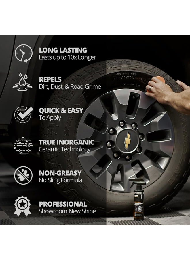 CERAKOTE Rapid Ceramic Tire Coat – Showroom New Tire Shine – Deep Tire Black Finish – Lasts Up to 10x Longer – No Sling, Non-Greasy Ceramic Tire Coating for Car, Truck & SUV – Easy Application (10oz) - Image 2