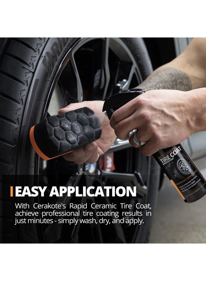 CERAKOTE Rapid Ceramic Tire Coat – Showroom New Tire Shine – Deep Tire Black Finish – Lasts Up to 10x Longer – No Sling, Non-Greasy Ceramic Tire Coating for Car, Truck & SUV – Easy Application (10oz) - Image 3
