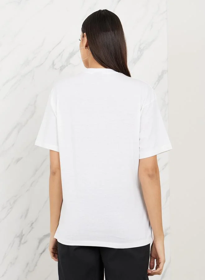 Styli Oversized Anime Print Longline T-shirt