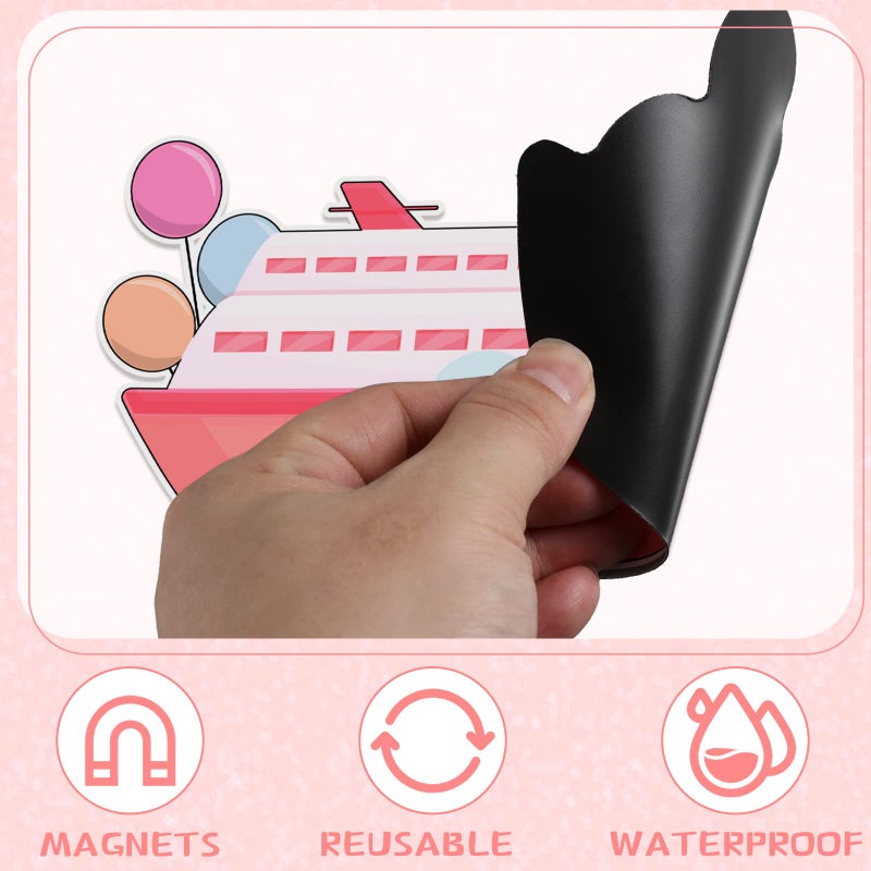 Hoteam 14 Pcs Just Married Cruise Door Magnets Wedding Refrigerator Decorations Cruise Cabin Door Sign for Stateroom Ship Car Honeymoon Anniversary Wedding Party Panel Tailgate Decor - Image 3