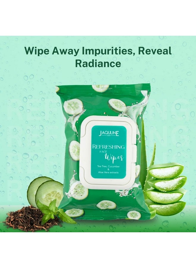 جاكلين يو أس أيه مناديل منعشة للوجه - غنية بخلاصة شجرة الشاي والخيار والصبار، 30 قطعة - Image 2